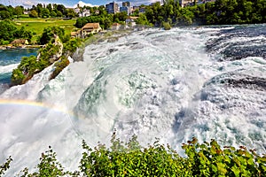 Rhine Falls the biggest waterfall in Europe, view from the Laufen castle