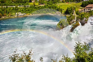 Rhine Falls the biggest waterfall in Europe, view from the Laufen castle