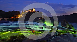 Rhine Falls at the blue hour photo