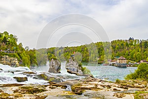 Rhine Falls Europes largest waterfall in Neuhausen am Rheinfall Switzerland