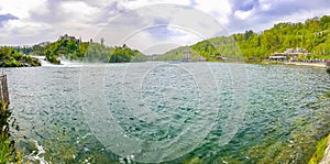 Rhine Falls Europes largest waterfall panorama Neuhausen am Rheinfall Switzerland