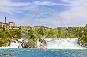 Rhine Falls Europes largest waterfall panorama Neuhausen am Rheinfall Switzerland