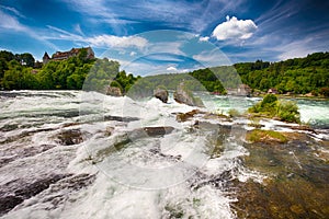 Rhine falls, the largest plain waterfall in Europe near Schaffhausen, Switzerland