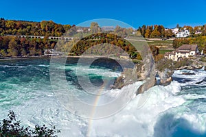 The Rhine Falls near Zurich at Indian summer, waterfall in Switzerland