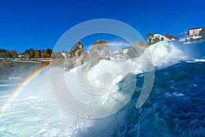 The Rhine Falls near Zurich at Indian summer, waterfall in Switzerland