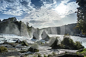 Rhine Falls is a waterfall on the Rhine River in the Swiss