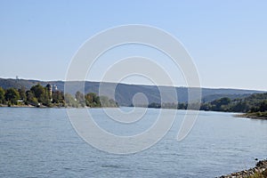 Rhine between LAhnstein and Stolzenfels with Marksburg in background photo