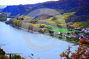 Rhine valley between Andernach and Hammerstein with Leutesdorf on the right