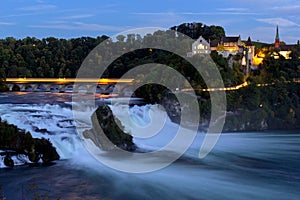 Rhinefall - the biggest waterfall in Europe at twilight