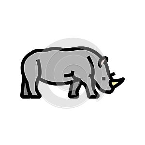 rhino animal in zoo color icon vector illustration