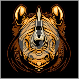 Rhino athletic design complete with rhinoceros mascot vector illustration