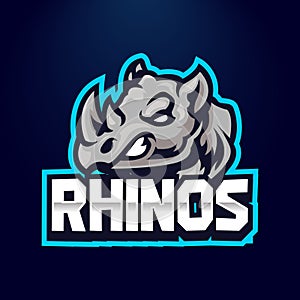 Rhino e-sport team emblem logo design illustration