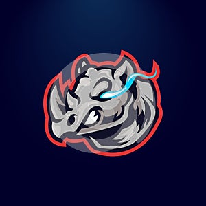 Rhino e-sport team emblem logo design illustration photo