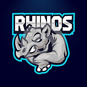 Rhino e-sport team emblem logo design illustration photo