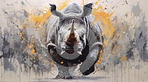 rhino form and spirit through an abstract lens. dynamic and expressive rhino print fashion design cute rhino poster photo