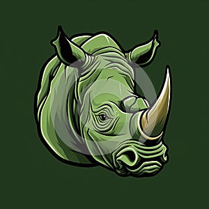 Green Rhino Logo: Harsh Realism Vector Illustration photo