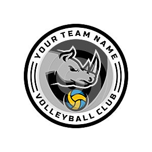 Rhino head logo for the Volleyball team logo. vector illustration.