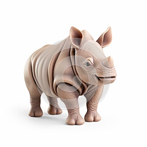 Cute Toy Rhino: Photorealistic 3d Clay Render On White Background photo