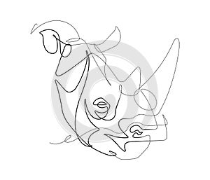 Rhino One Continuous Vector Line Graphic Illustration - Vector