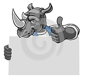 Rhino Painter Handyman Mechanic Plumber Cartoon