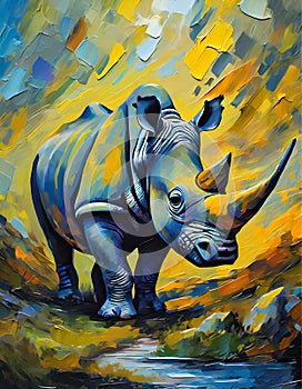 Rhino in Painterly Style