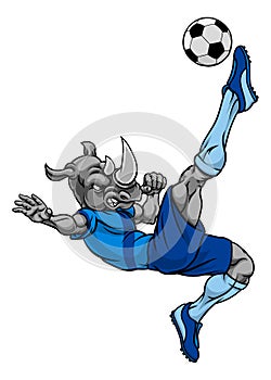 Rhino Soccer Football Player Animal Sports Mascot