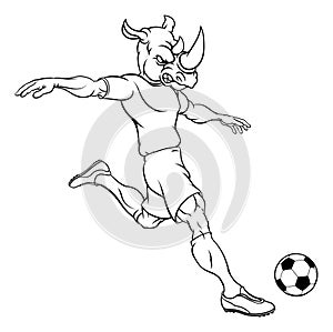 Rhino Soccer Football Player Animal Sports Mascot