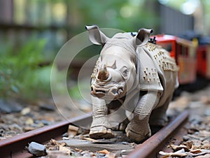 Rhino toy train Canon Powershot