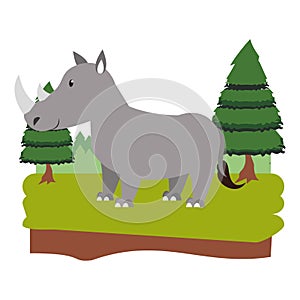 Rhino wildlife cute animal cartoon