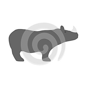 Rhinoceros big nature endangered shape vector icon side view. Animal Africa wildlife silhouette herbivore mammal
