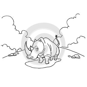 Rhinoceros cartoon coloring pages vector