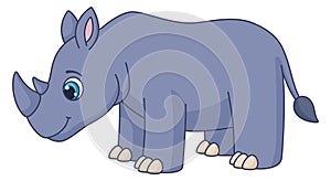 Rhinoceros character. Cute cartoon savannah wild animal
