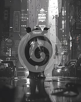Rhinoceros in City, Surreal Painting, Black and White, Architecture, Urban Landscape, Ambient Occlusion, Behance HD, Water