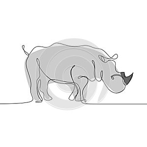 Rhinoceros continuous line art drawing one single artistic minimalism design