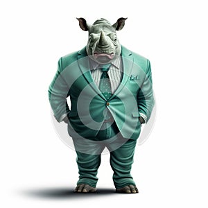 Twisted Rhino: A Satirical Caricature In A Stylish Suit photo