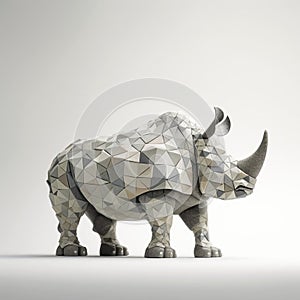 Rhinoceros Figurine: Concrete Sculpture With Spiky Mounds In Inventive Designs