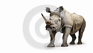 Rhinoceros on isolated white background