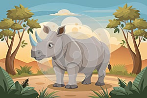 rhinoceros in its natural environment-