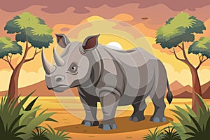 rhinoceros in its natural environment-