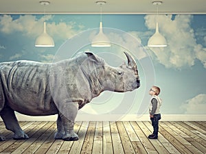 Rhinoceros and kid