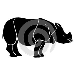 rhinoceros silhouette black vector. wildlife silhouettes