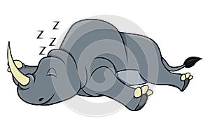 Rhinoceros Sleeping Well Color Illustration
