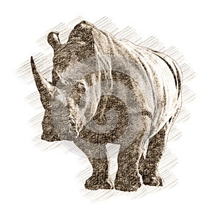 Rinoceronte antico disegno stile 