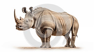 rhinoceros on white background illutration by generative ai