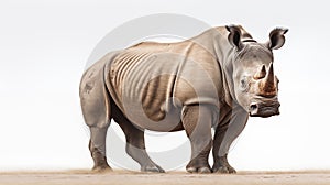 rhinoceros on white background illutration by generative ai