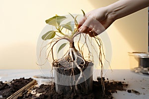 Rhizome revelation Home potted plants roots entwined, necessitating replanting