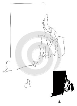 Rhode Island map - state in the New England region of the northeastern United States