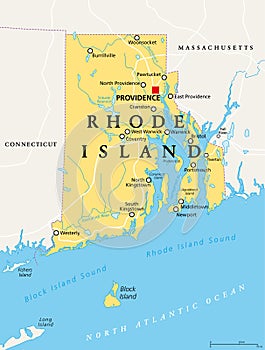 Rhode Island, RI, political map, State of Rhode Island and Providence Plantations photo