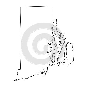 Rhode Island RI State Border USA Map Outline