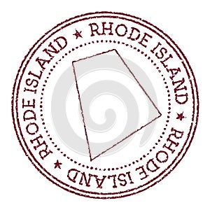 Rhode Island round rubber stamp with us state map.